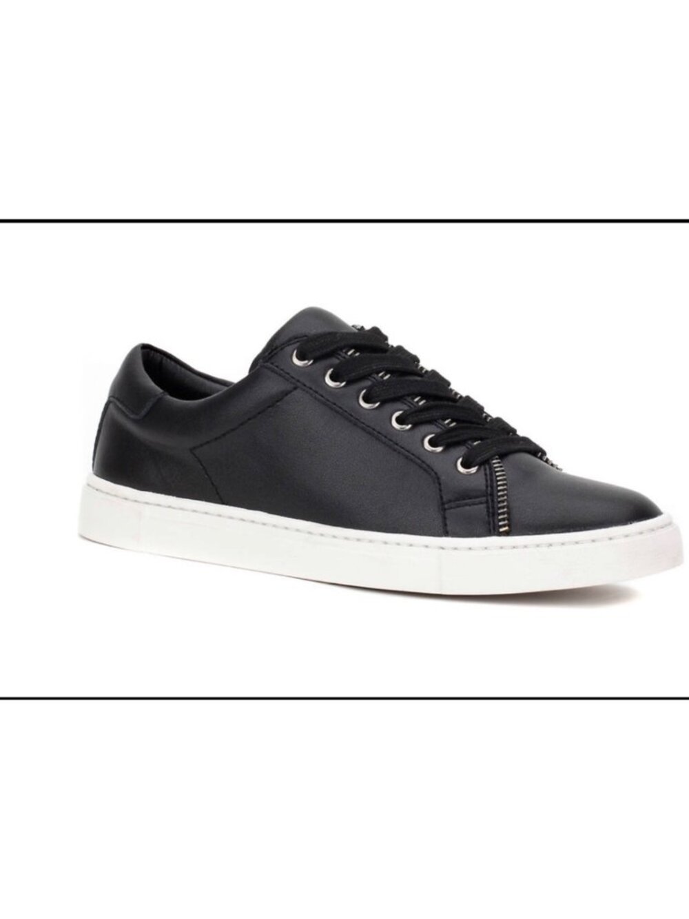 Frye & Co. Sindy Moto Low Leather Lace-Up Sneakers Womens 8M Black